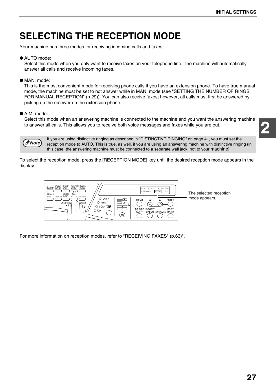 Selecting the reception mode | Toshiba 151D User Manual | Page 31 / 104