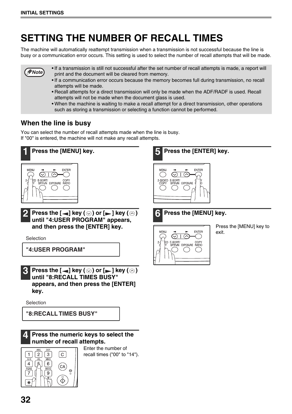 Setting the number of recall times, When the line is busy | Toshiba 151D User Manual | Page 36 / 104