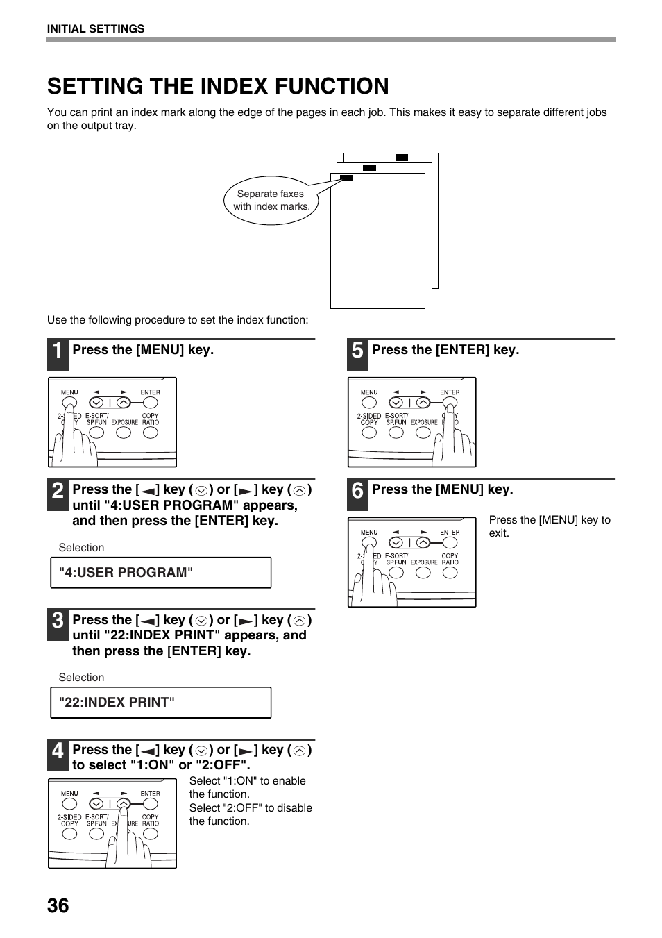 Setting the index function | Toshiba 151D User Manual | Page 40 / 104