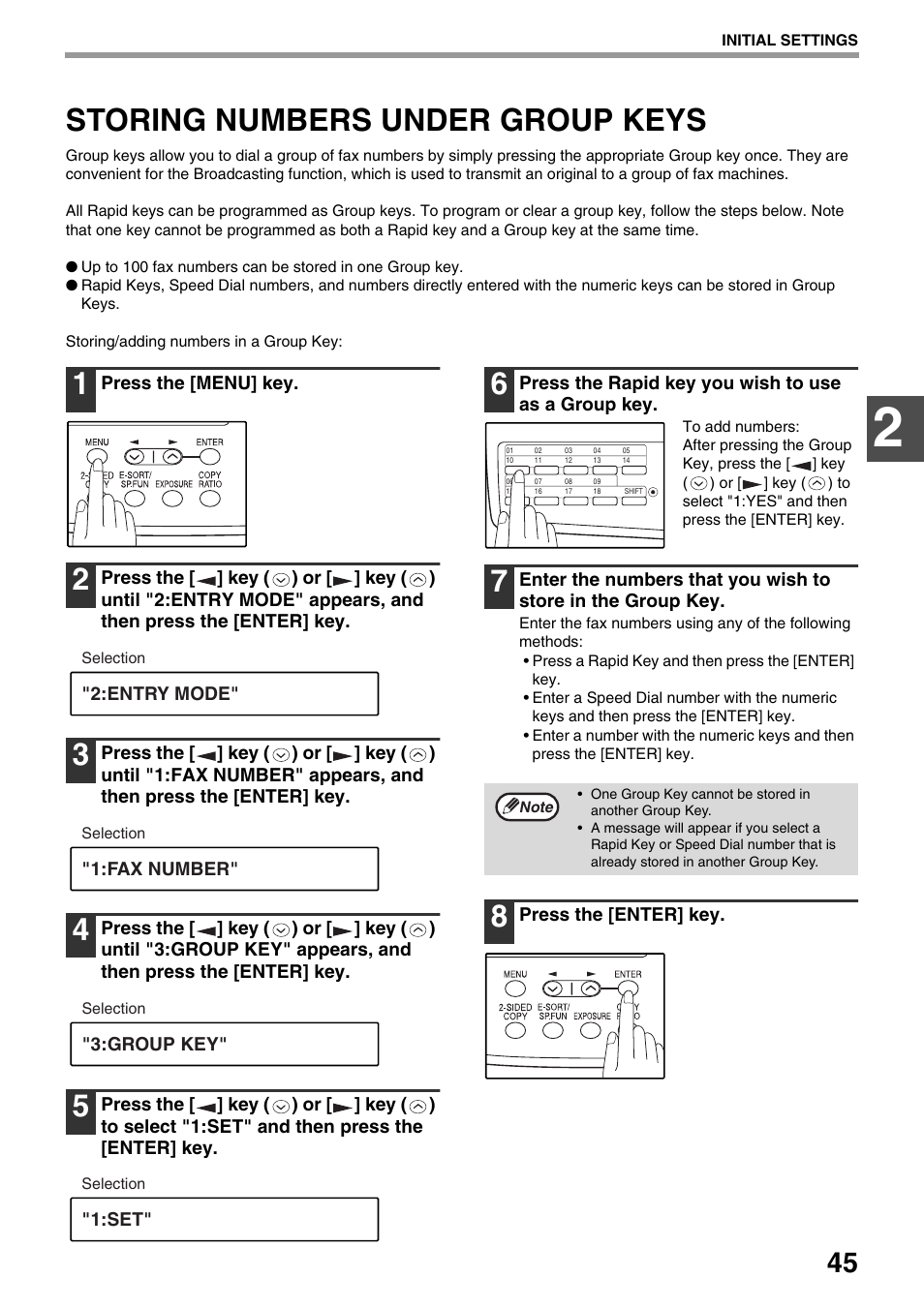 Storing numbers under group keys | Toshiba 151D User Manual | Page 49 / 104