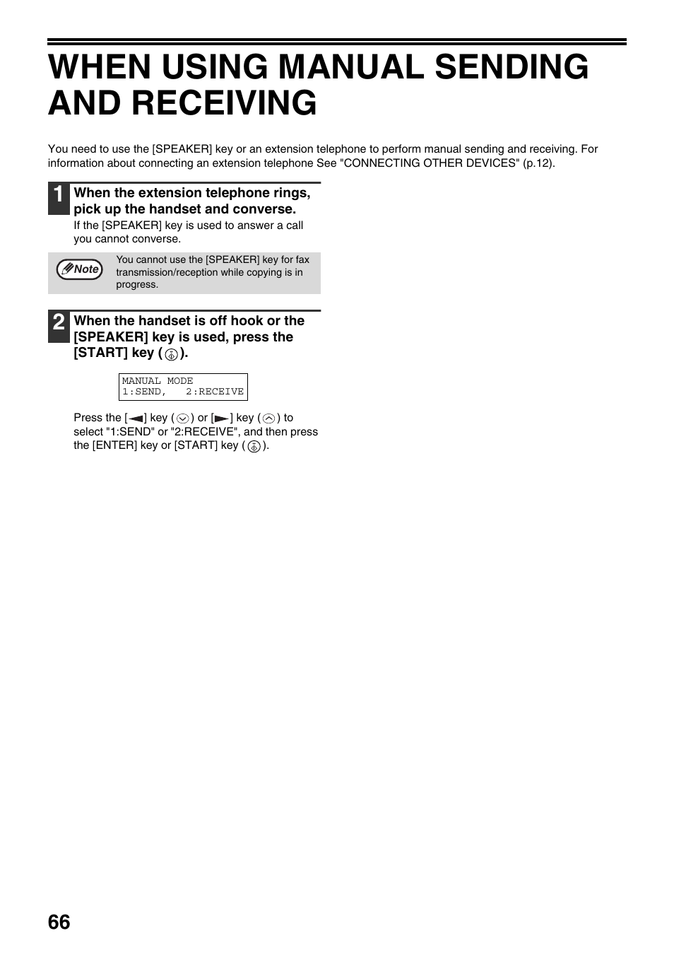 When using manual sending and receiving | Toshiba 151D User Manual | Page 70 / 104