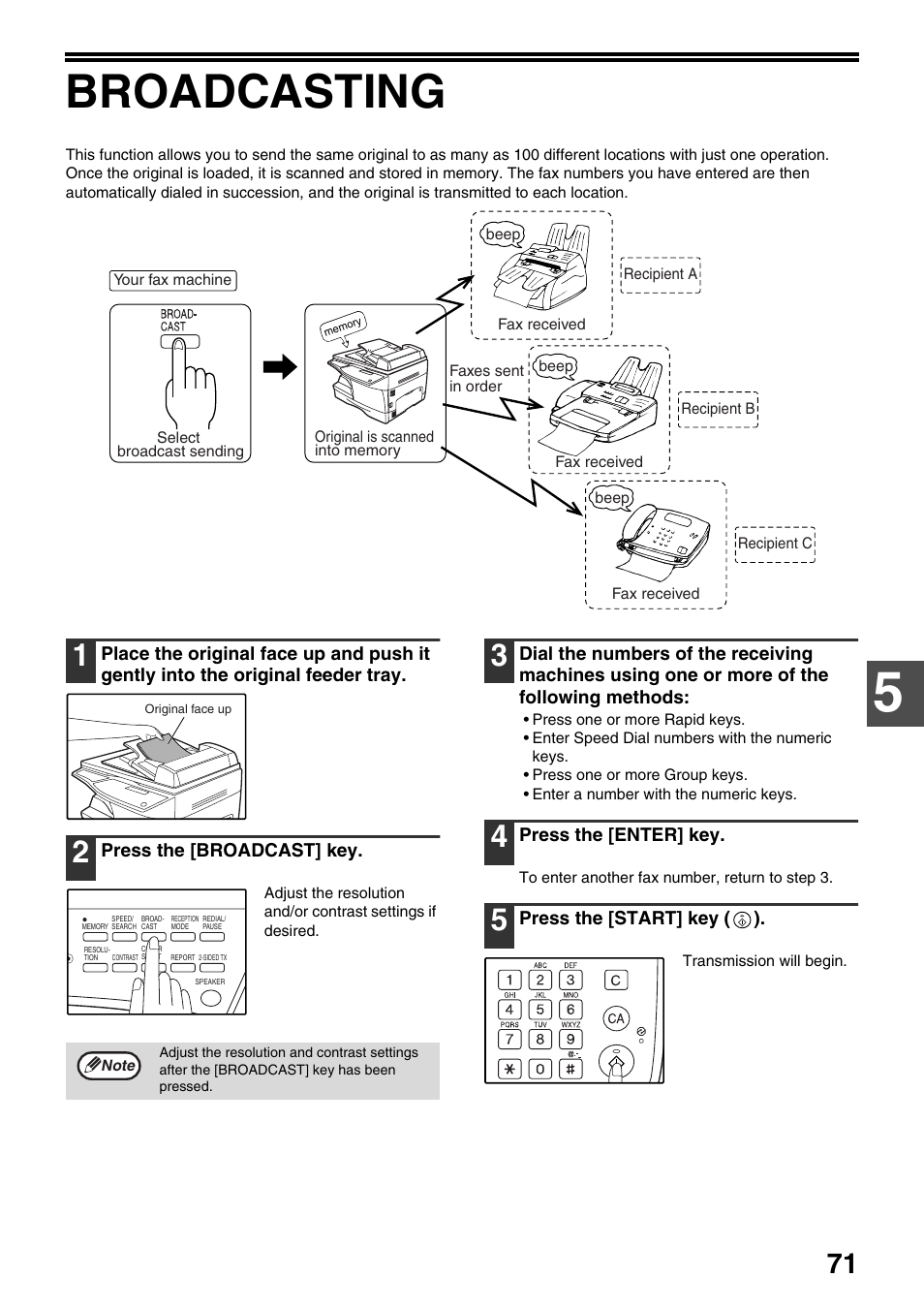 Broadcasting, P.71), broa, On (p.71) | Toshiba 151D User Manual | Page 75 / 104