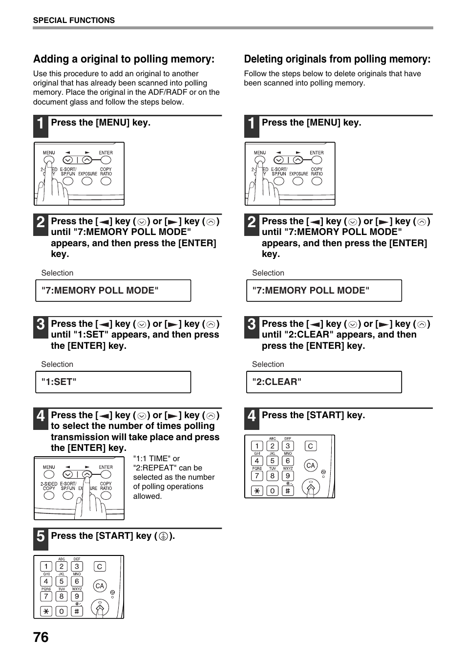Adding a original to polling memory, Deleting originals from polling memory | Toshiba 151D User Manual | Page 80 / 104