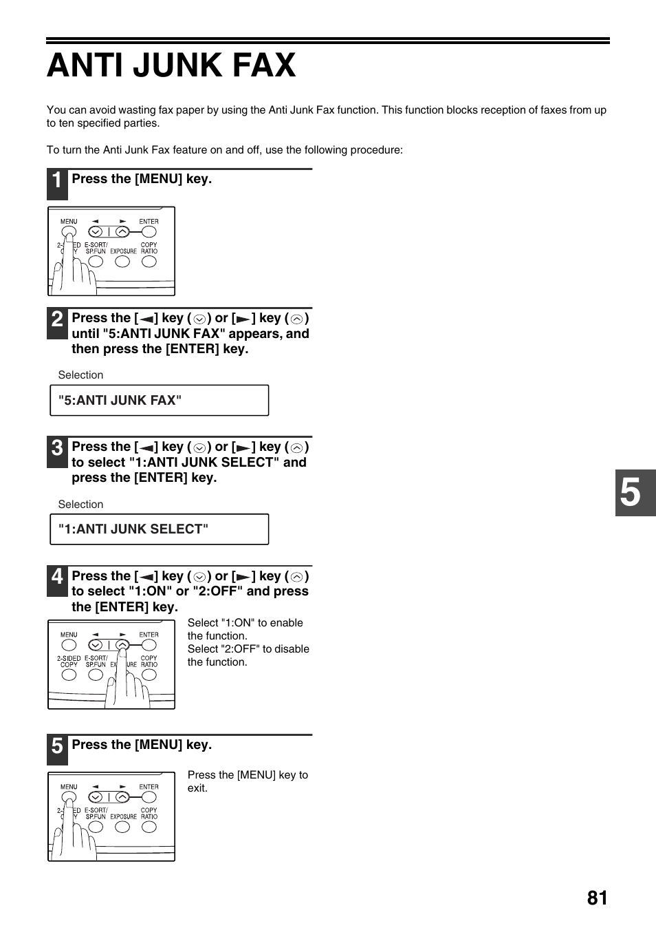 Anti junk fax | Toshiba 151D User Manual | Page 85 / 104