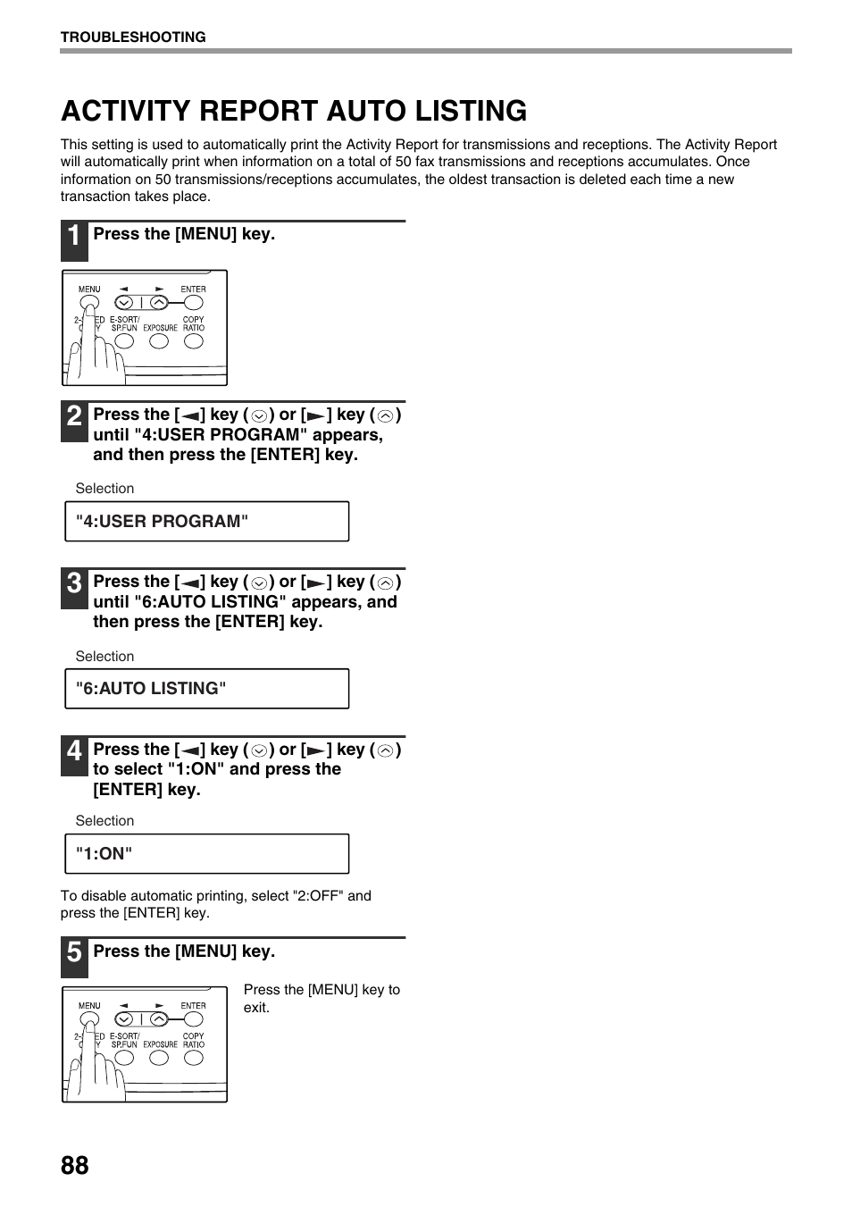 Activity report auto listing | Toshiba 151D User Manual | Page 92 / 104