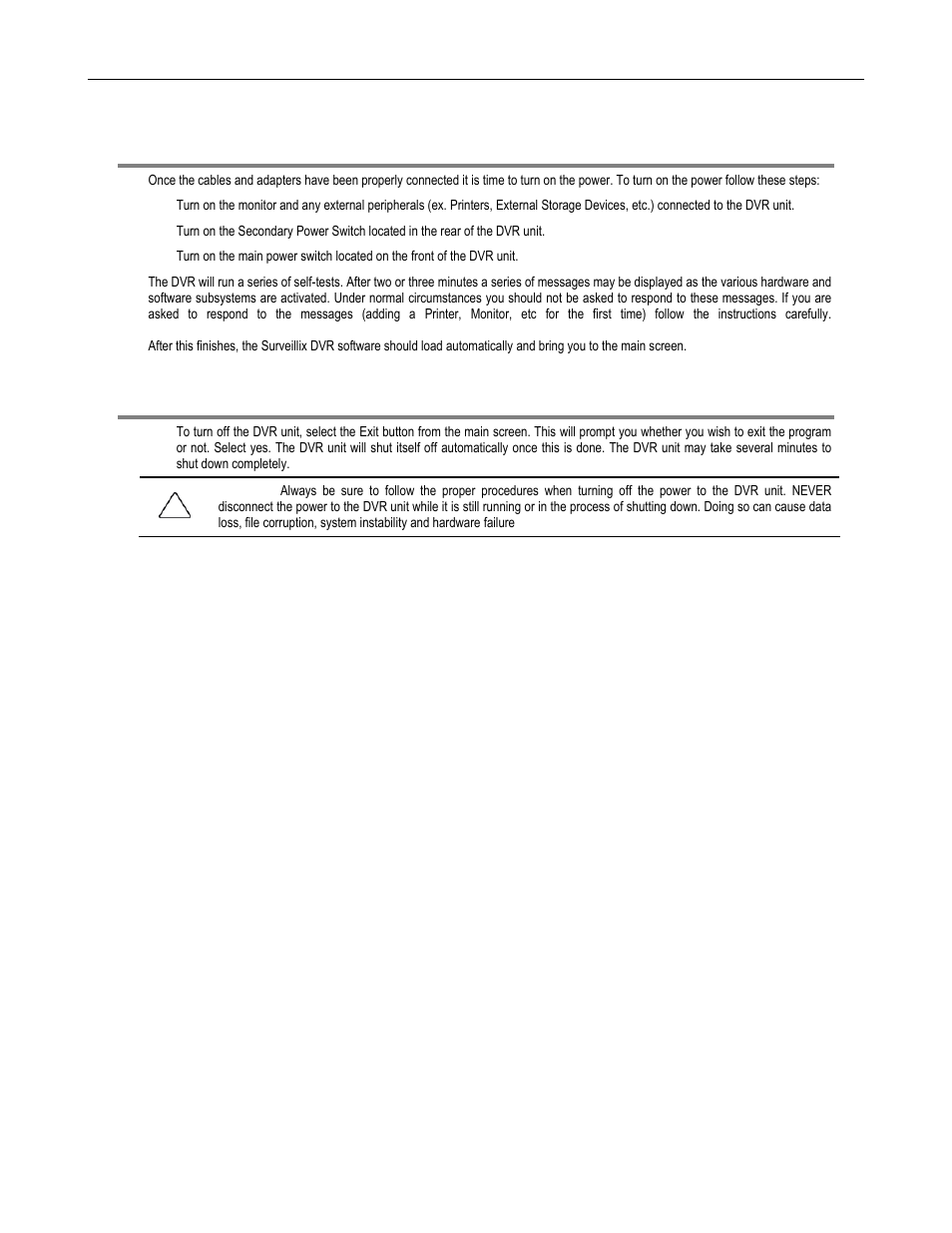 Turning on the dvr, Turning off the dvr | Toshiba DVR8-X User Manual | Page 46 / 141