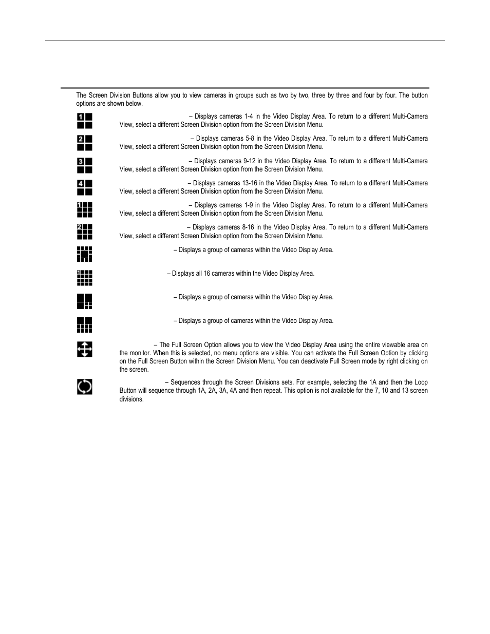 Screen division buttons | Toshiba DVR8-X User Manual | Page 50 / 141