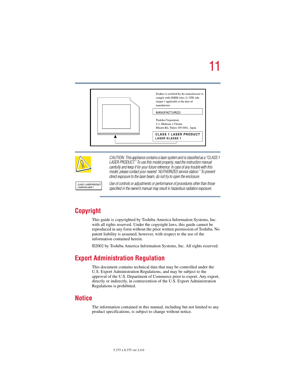 Toshiba PORT User Manual | Page 11 / 243