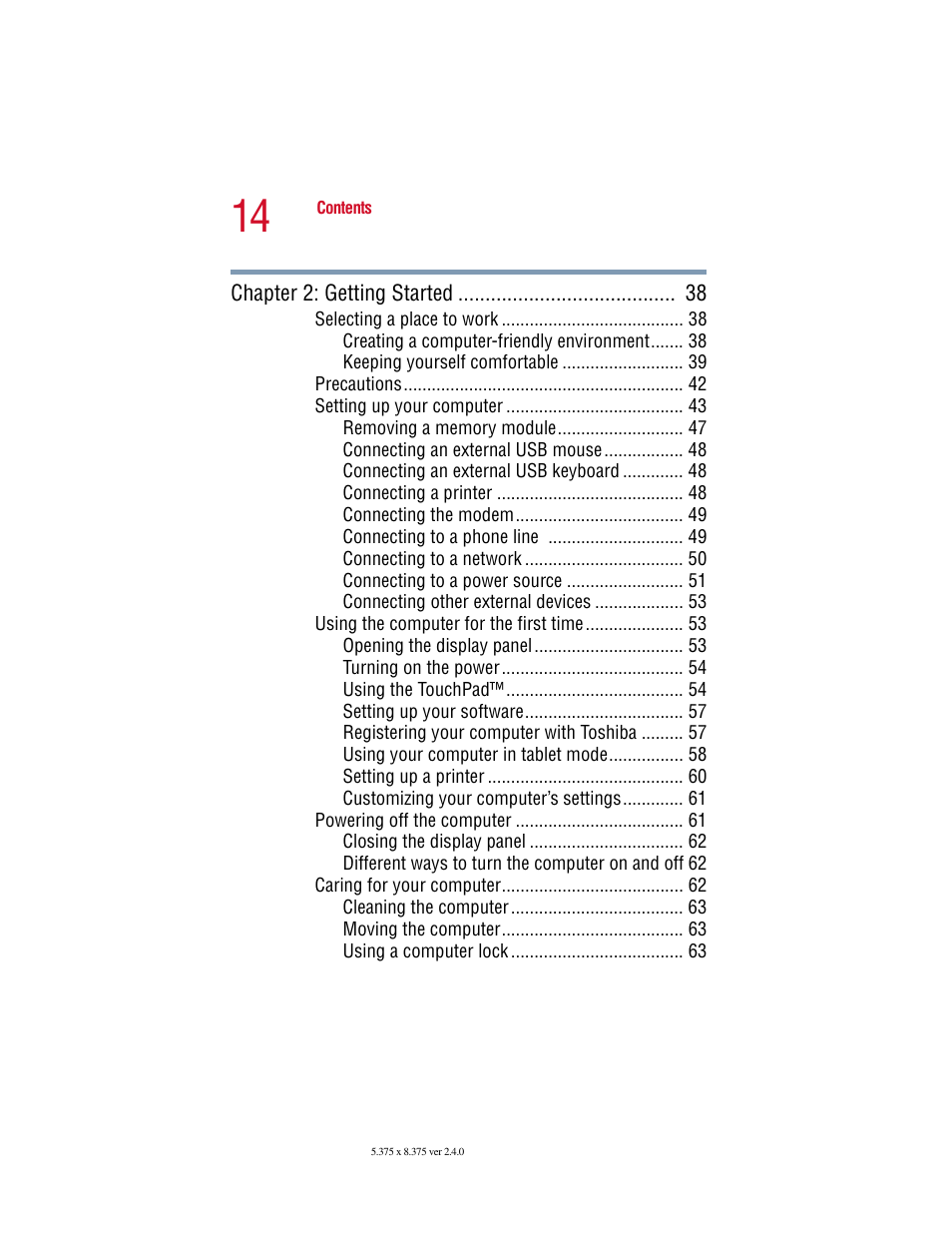 Toshiba PORT User Manual | Page 14 / 243