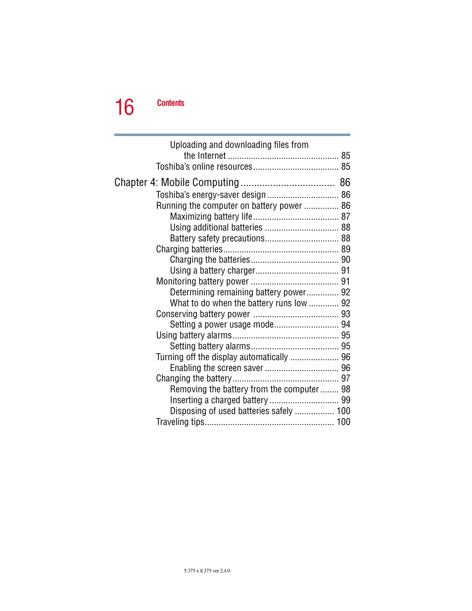 Toshiba PORT User Manual | Page 16 / 243