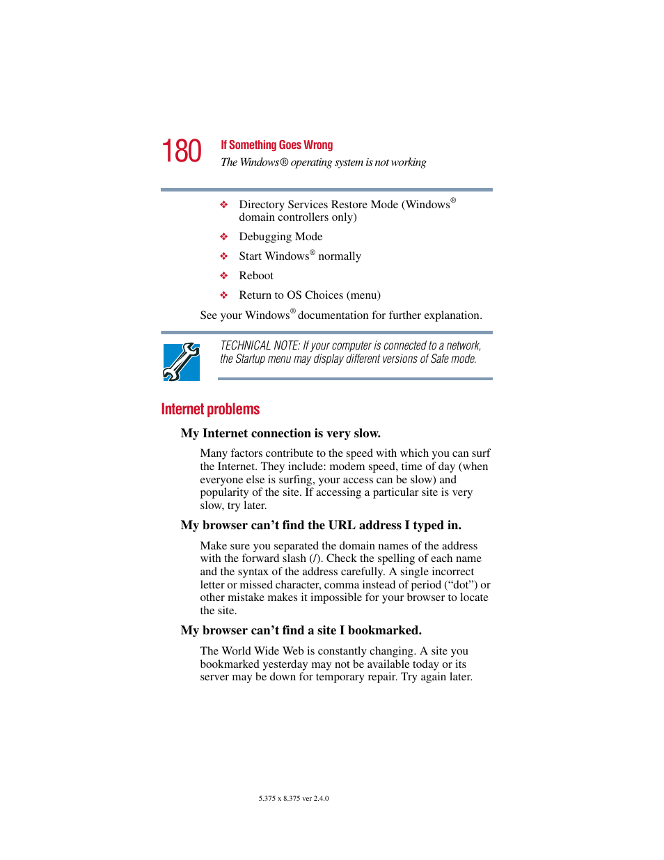 Internet problems | Toshiba PORT User Manual | Page 180 / 243