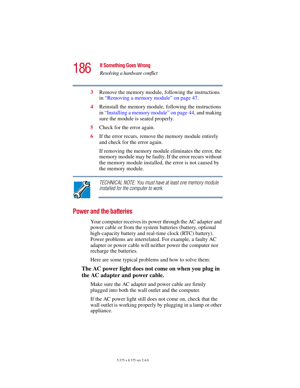 Power and the batteries | Toshiba PORT User Manual | Page 186 / 243