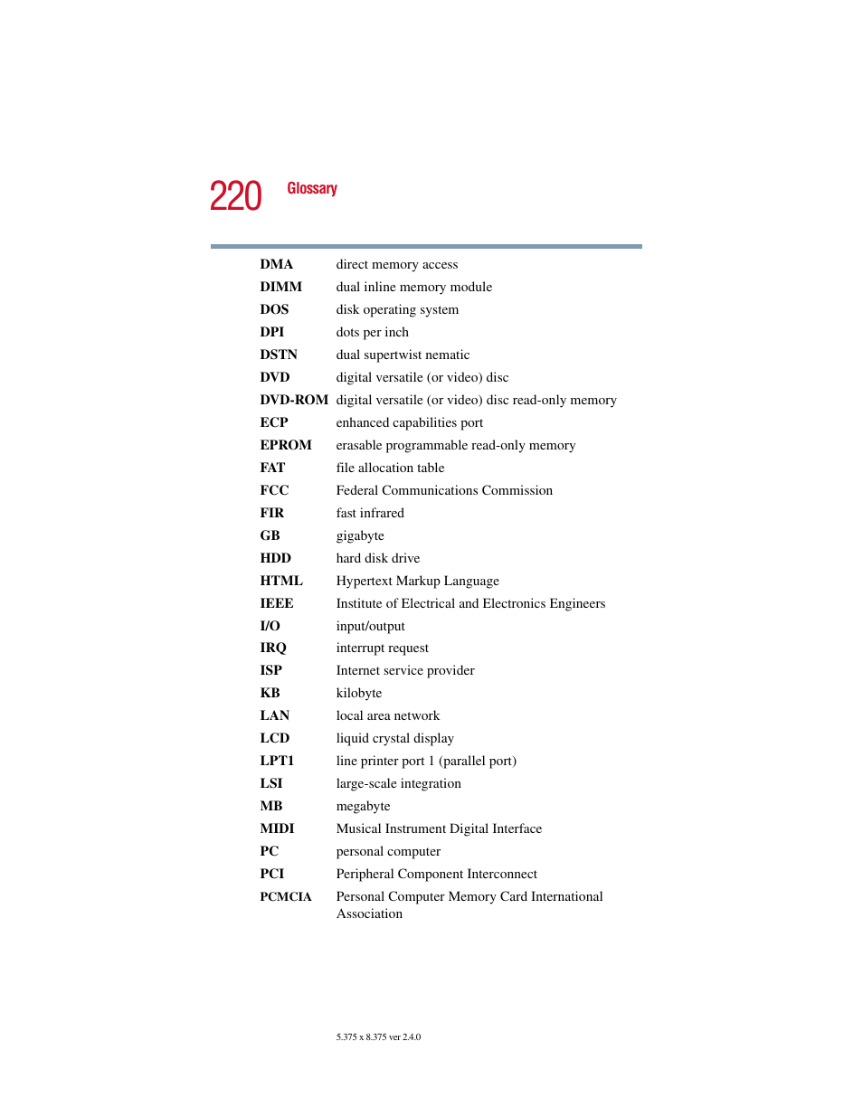 Toshiba PORT User Manual | Page 220 / 243