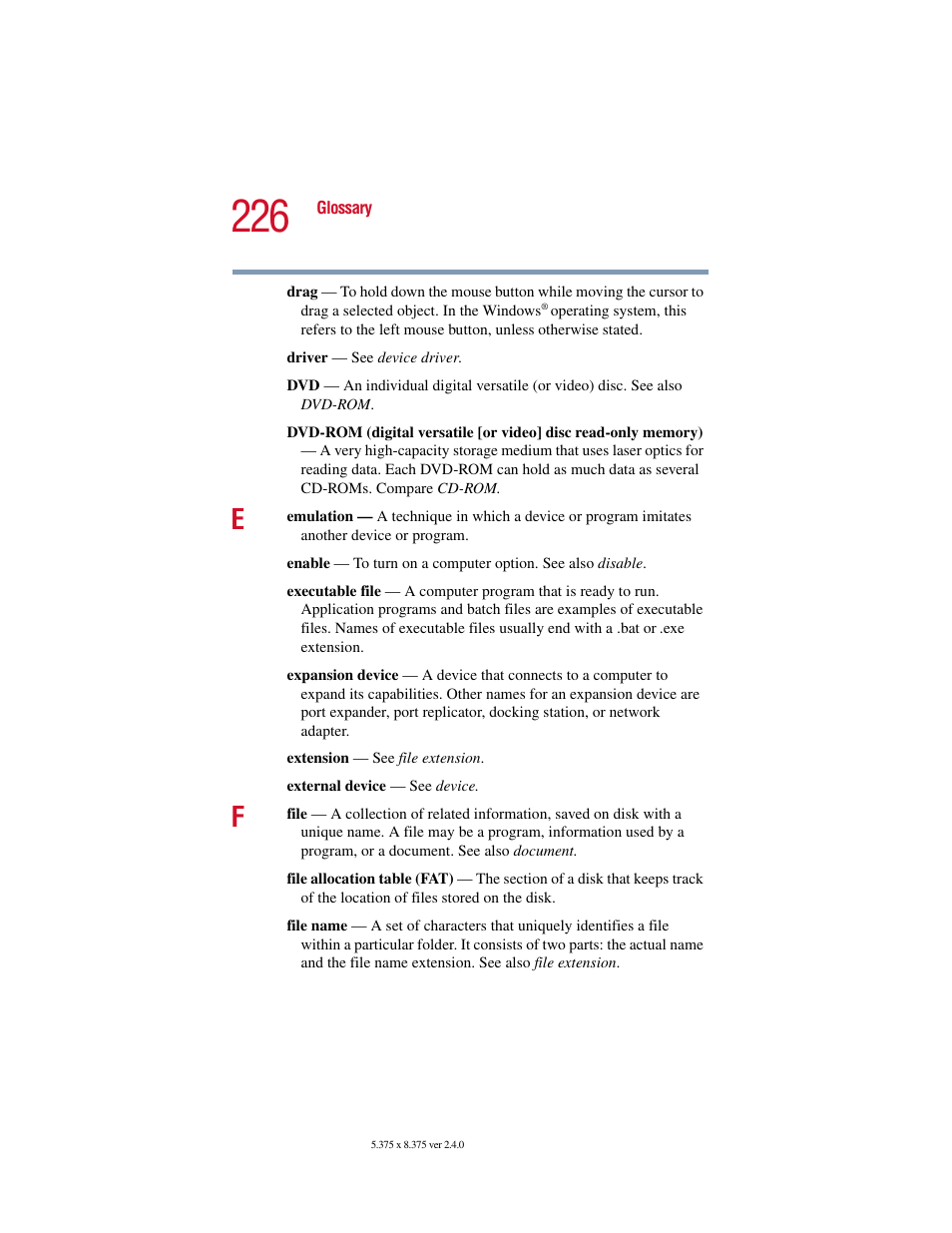 Toshiba PORT User Manual | Page 226 / 243