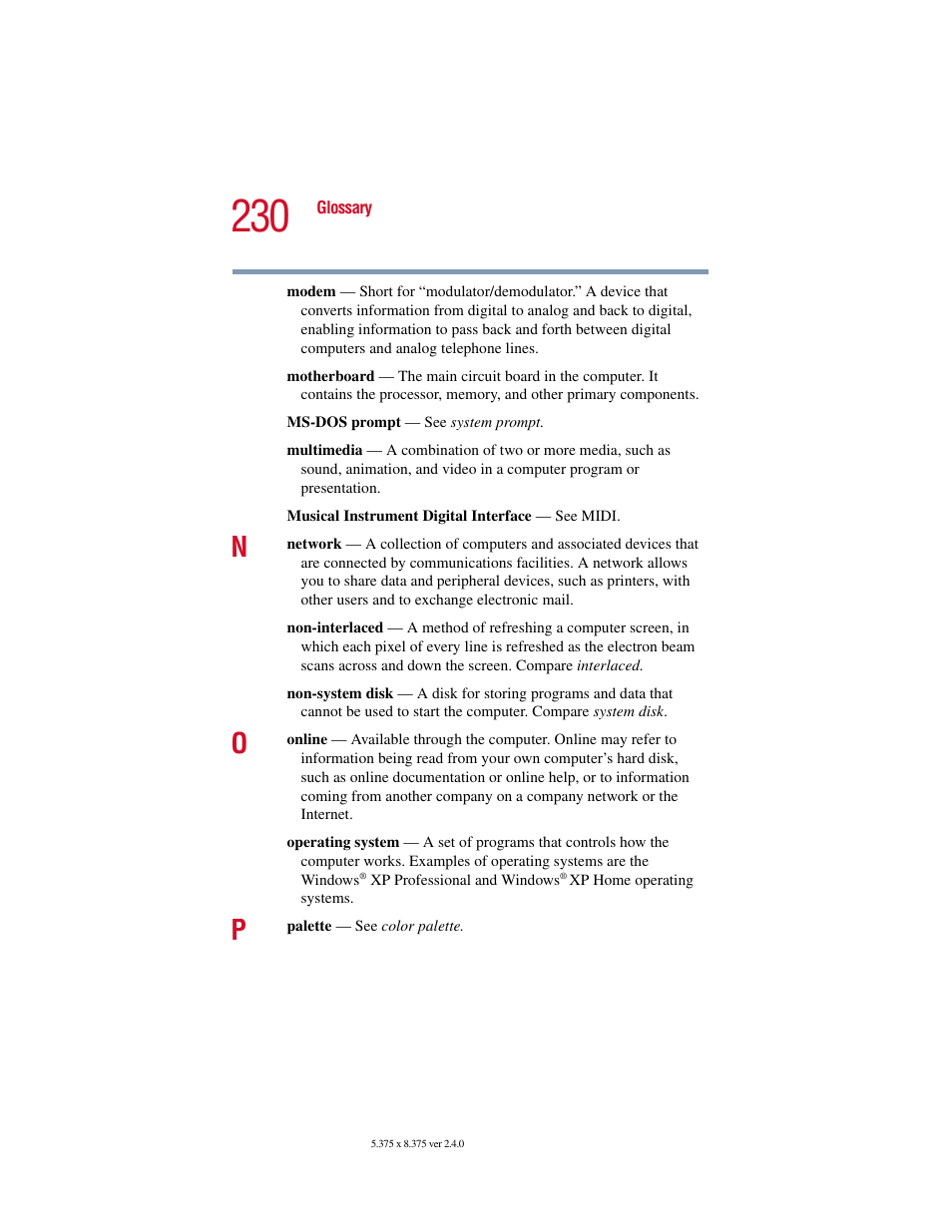 Toshiba PORT User Manual | Page 230 / 243