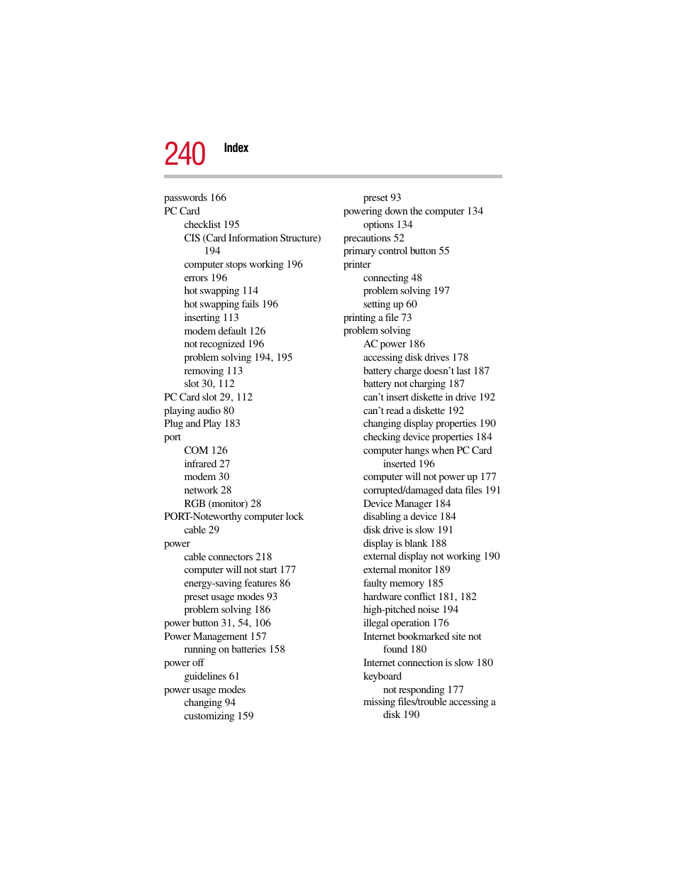 Toshiba PORT User Manual | Page 240 / 243