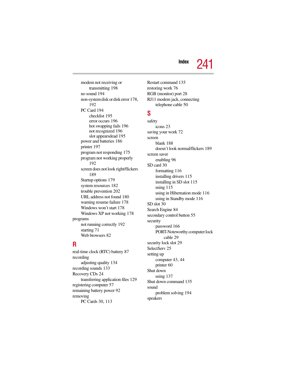 Toshiba PORT User Manual | Page 241 / 243