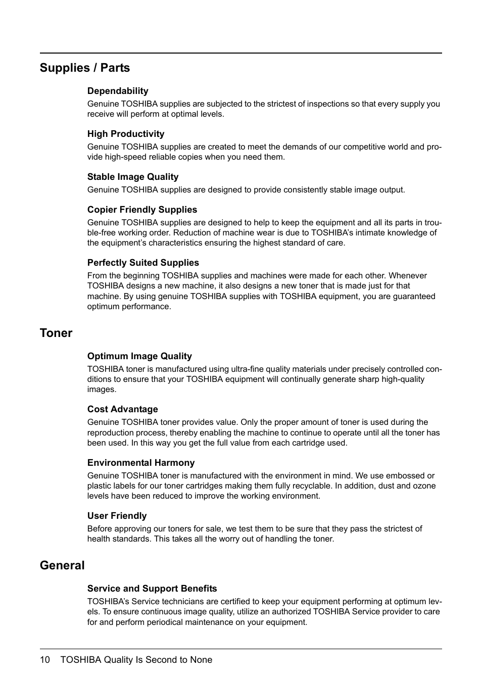 Supplies / parts, Toner, General | Toshiba Printer DP-1810 User Manual | Page 12 / 110