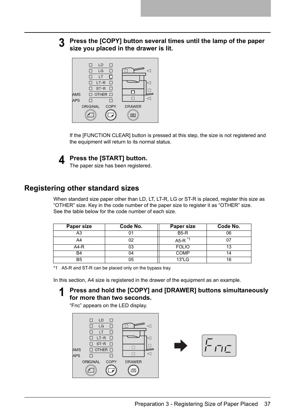 Registering other standard sizes | Toshiba Printer DP-1810 User Manual | Page 39 / 110