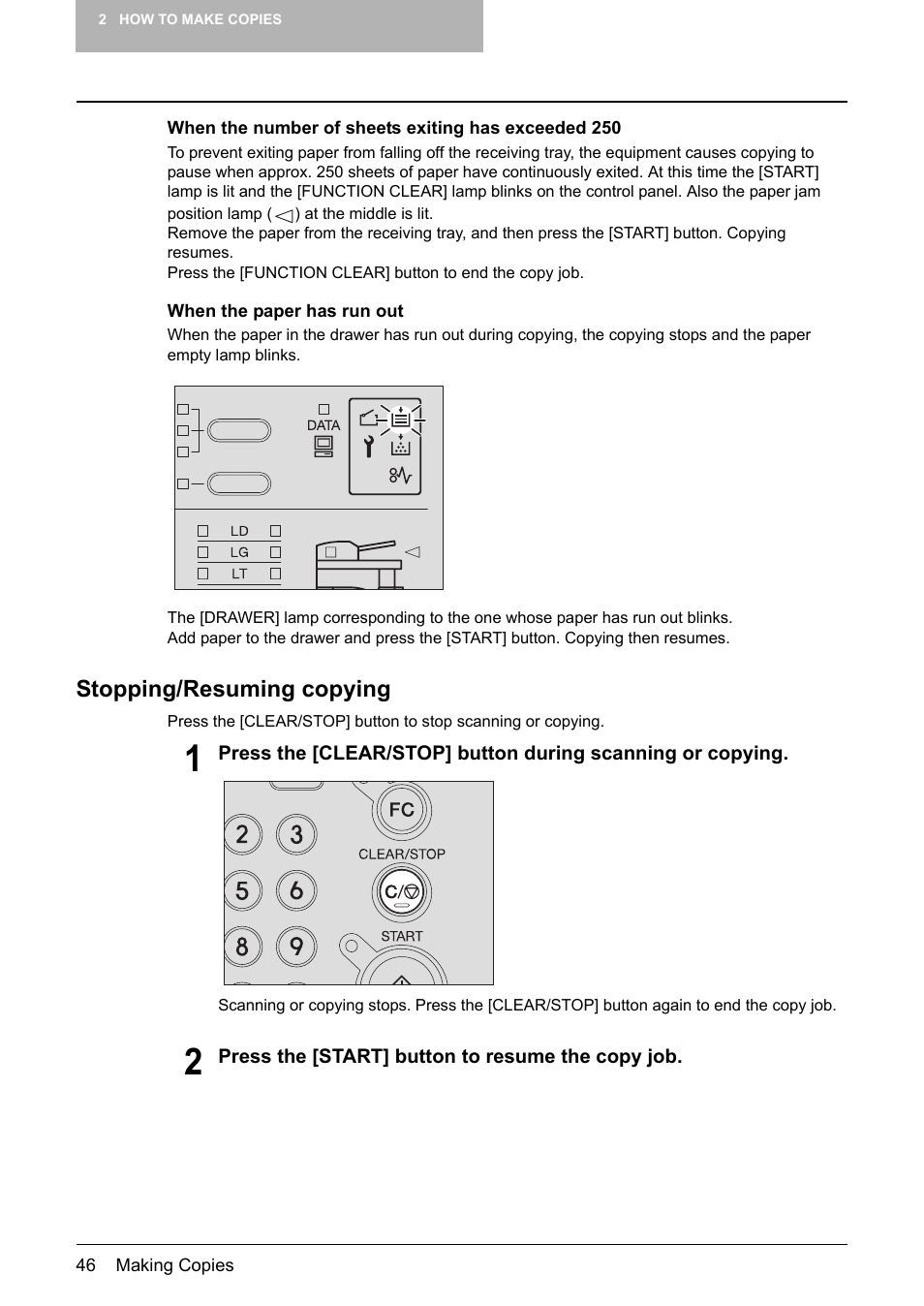 Stopping/resuming copying | Toshiba Printer DP-1810 User Manual | Page 48 / 110