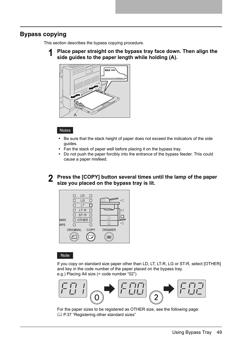 Bypass copying | Toshiba Printer DP-1810 User Manual | Page 51 / 110