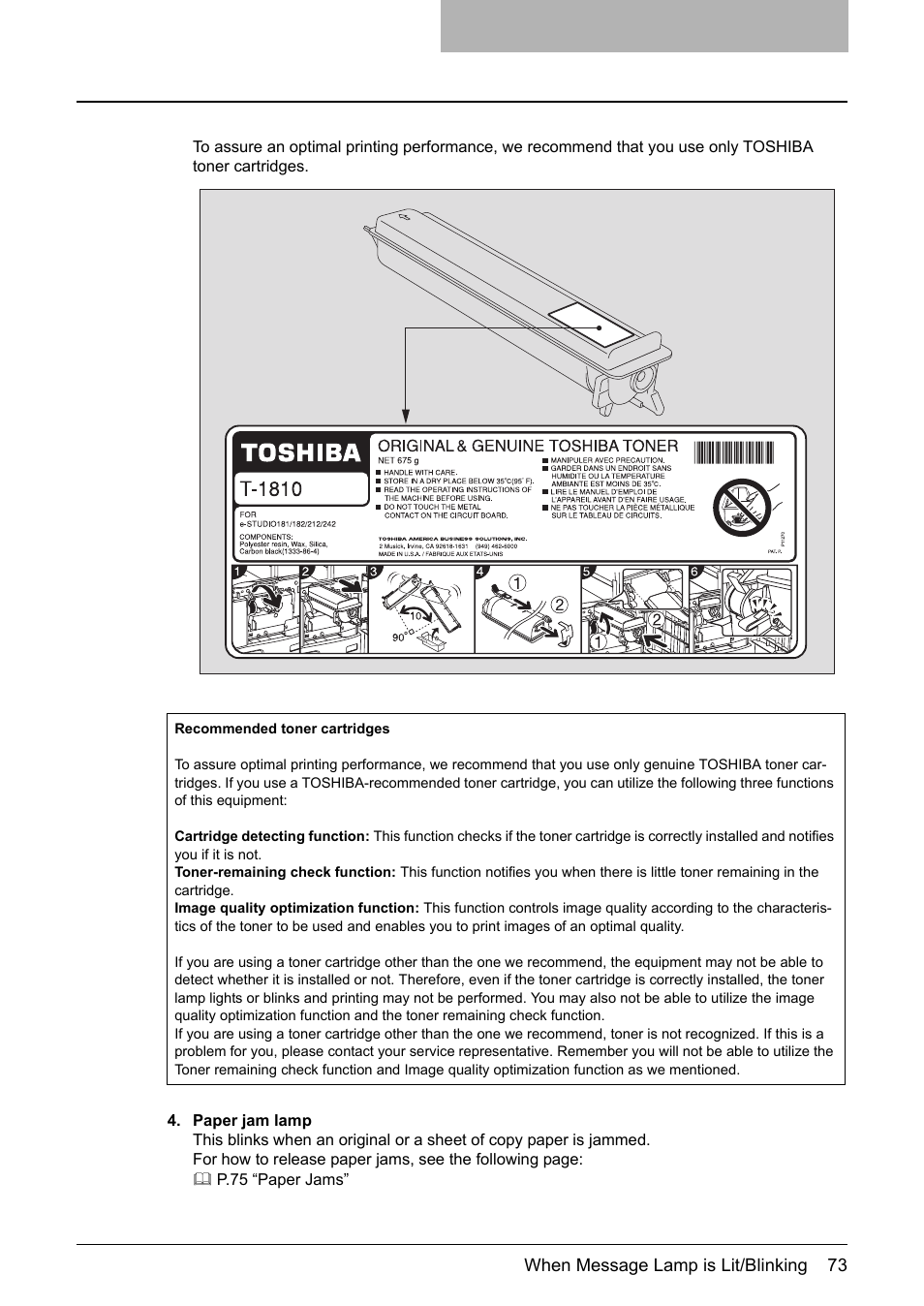 Toshiba Printer DP-1810 User Manual | Page 75 / 110