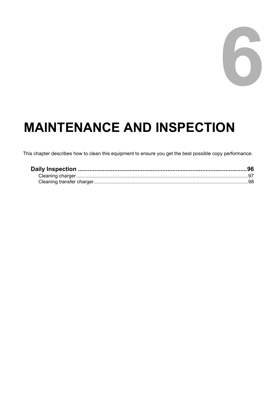 Maintenance and inspection, Chapter 6 | Toshiba Printer DP-1810 User Manual | Page 97 / 110