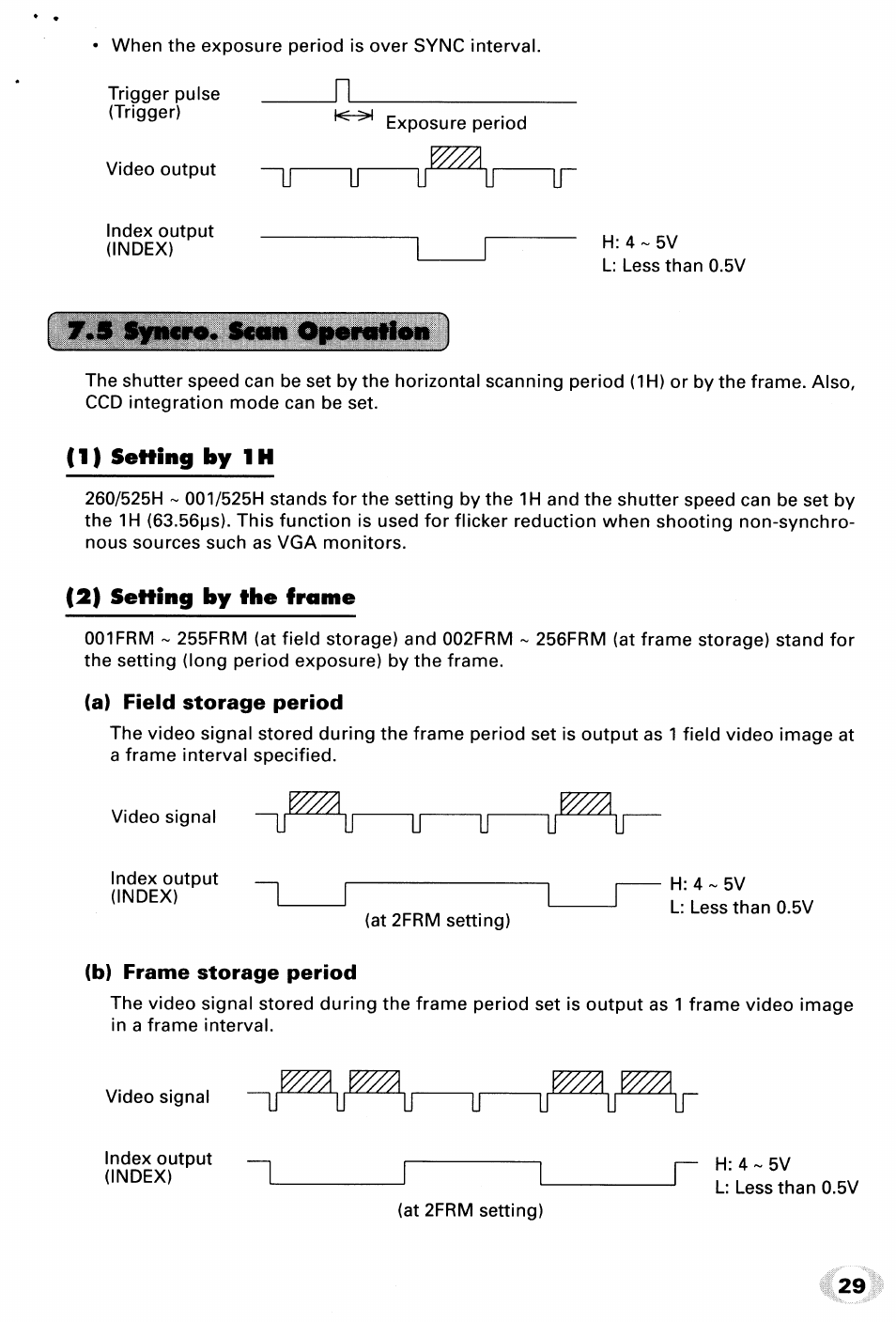 1) setting by 1h, 2) setting by the frame | Toshiba IK-TU40A User Manual | Page 29 / 31