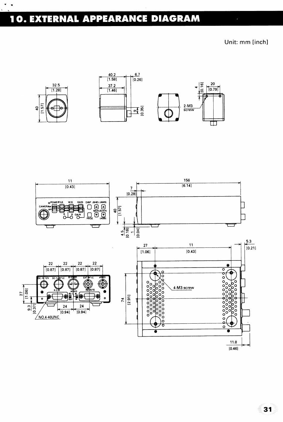 External appearance diagram, Unit: mm [inch | Toshiba IK-TU40A User Manual | Page 31 / 31