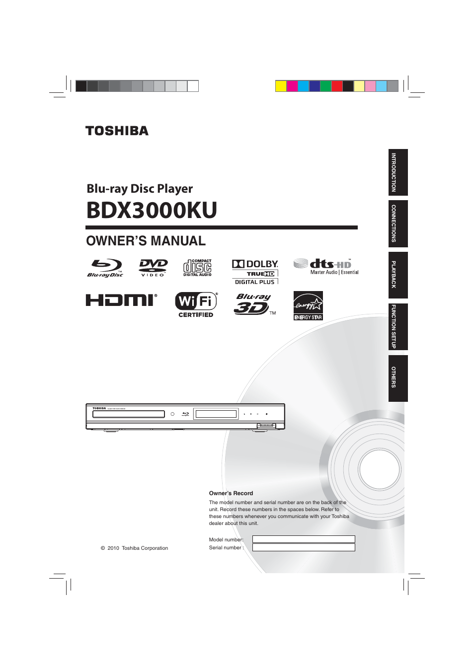 Toshiba BDX3000KU User Manual | 64 pages