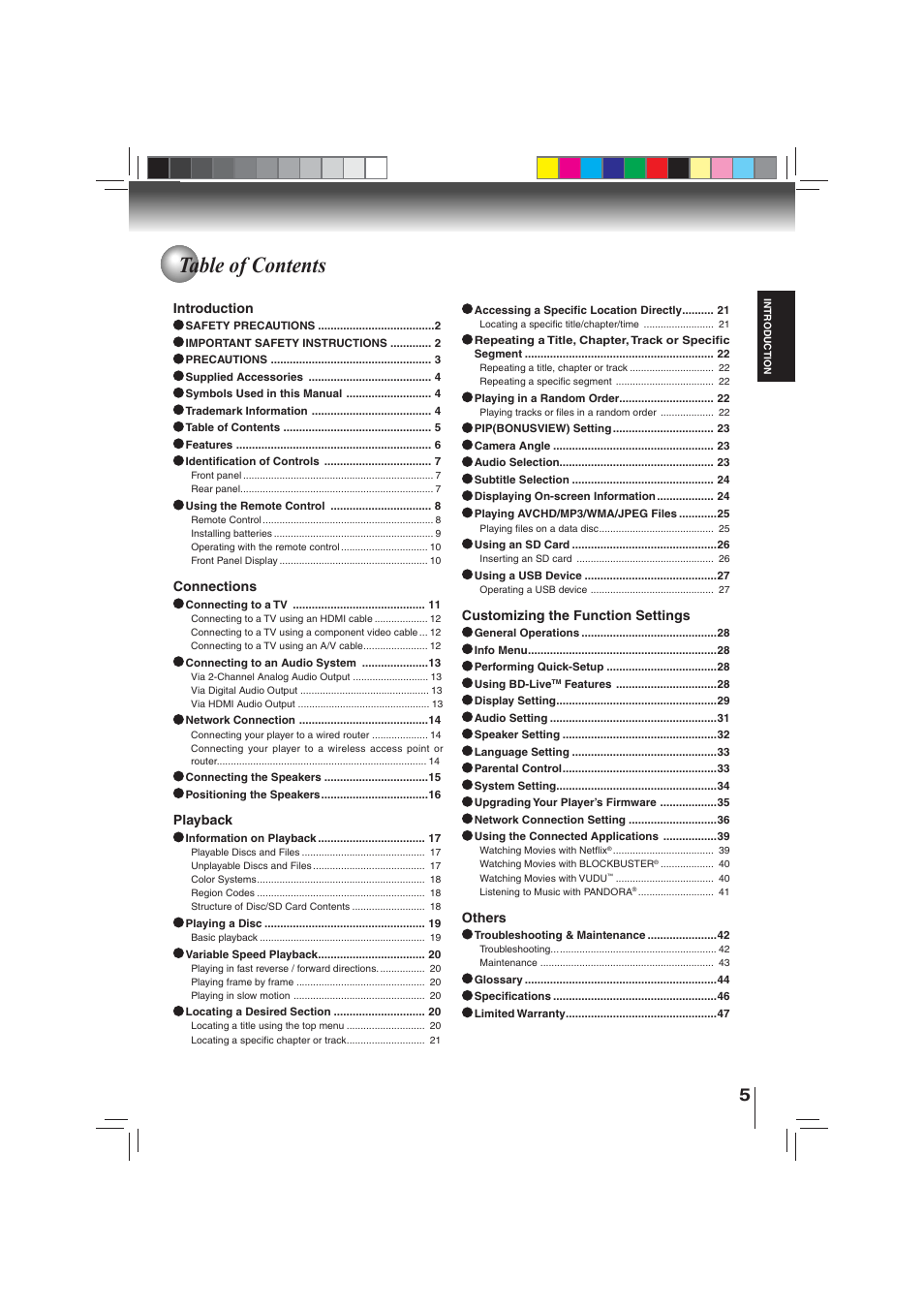 Toshiba BDX3000KU User Manual | Page 5 / 64