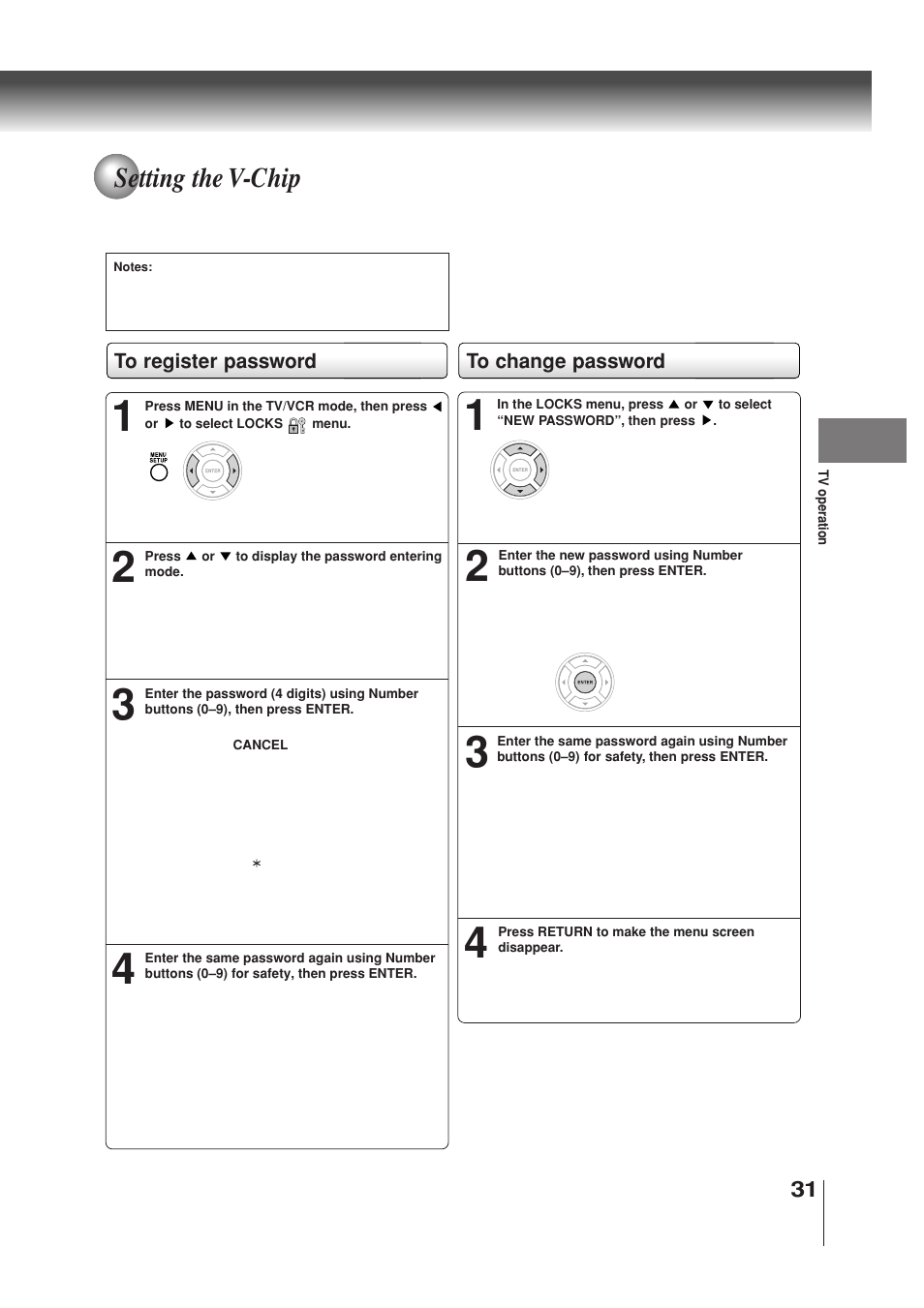 Setting the v-chip | Toshiba MW30G71 User Manual | Page 31 / 84