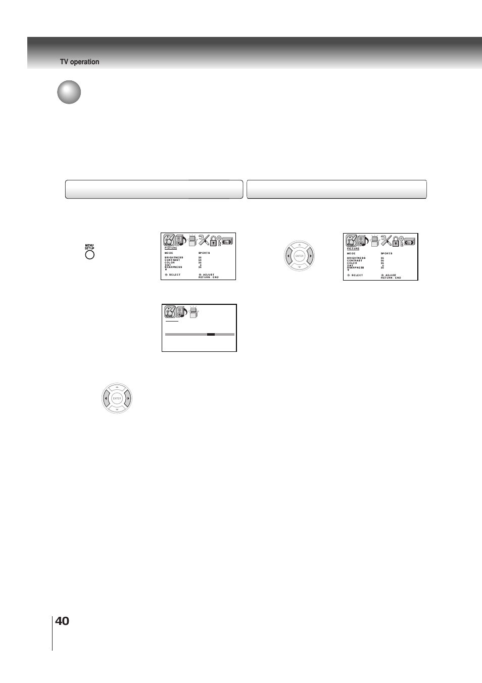 Tv operation | Toshiba MW30G71 User Manual | Page 40 / 84