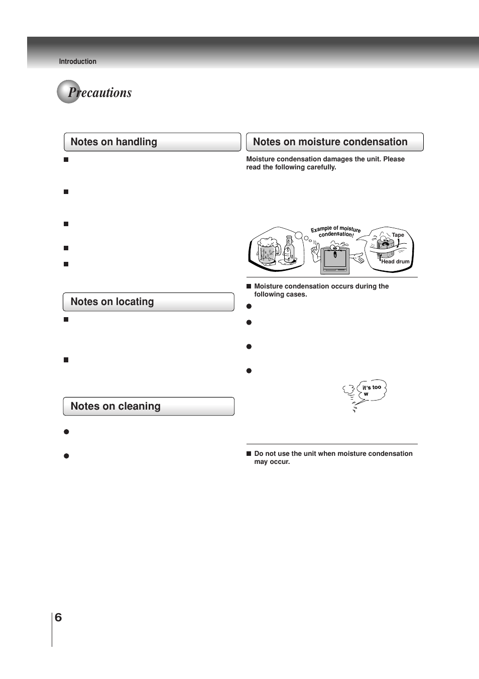 Precautions | Toshiba MW30G71 User Manual | Page 6 / 84