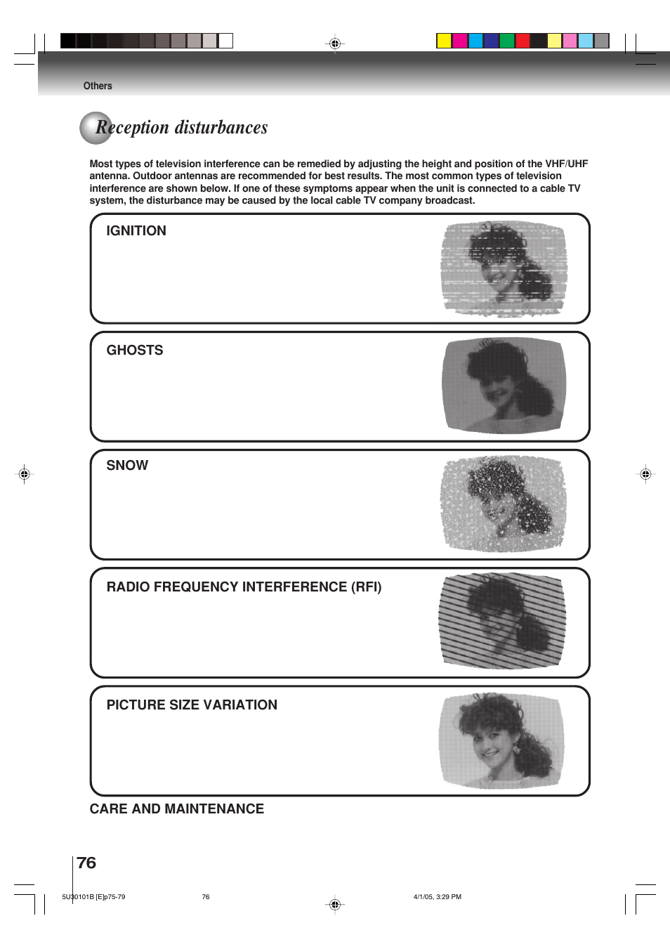 Reception disturbances | Toshiba MW30G71 User Manual | Page 76 / 84