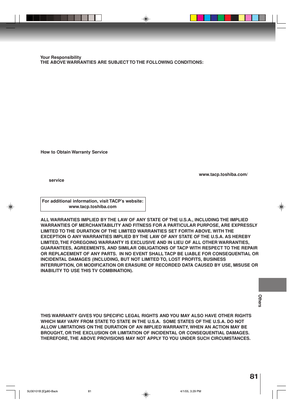 Toshiba MW30G71 User Manual | Page 81 / 84