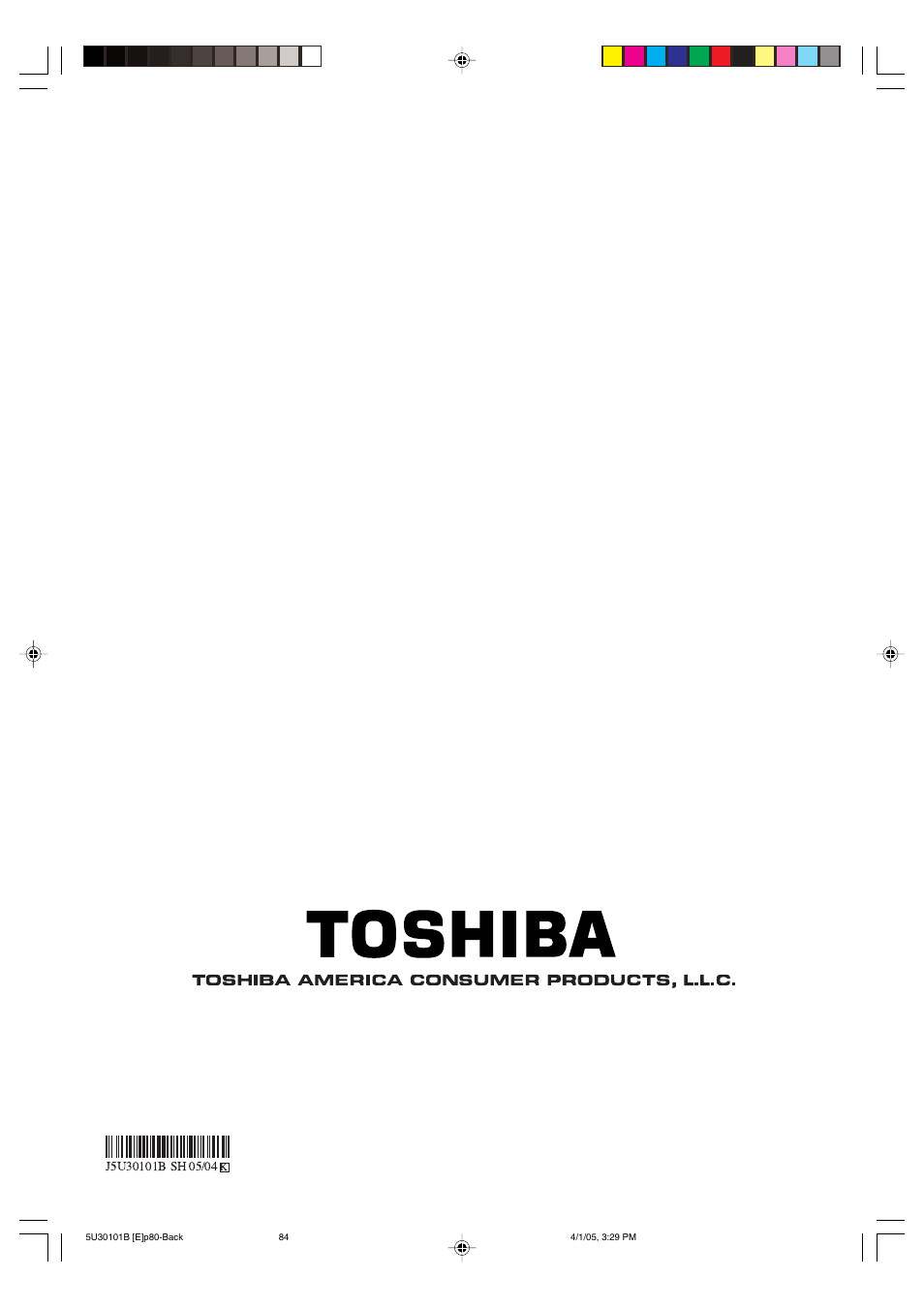 Toshiba MW30G71 User Manual | Page 84 / 84