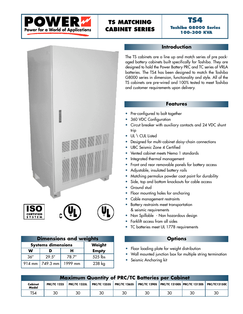 Toshiba Power TS4 User Manual | 2 pages