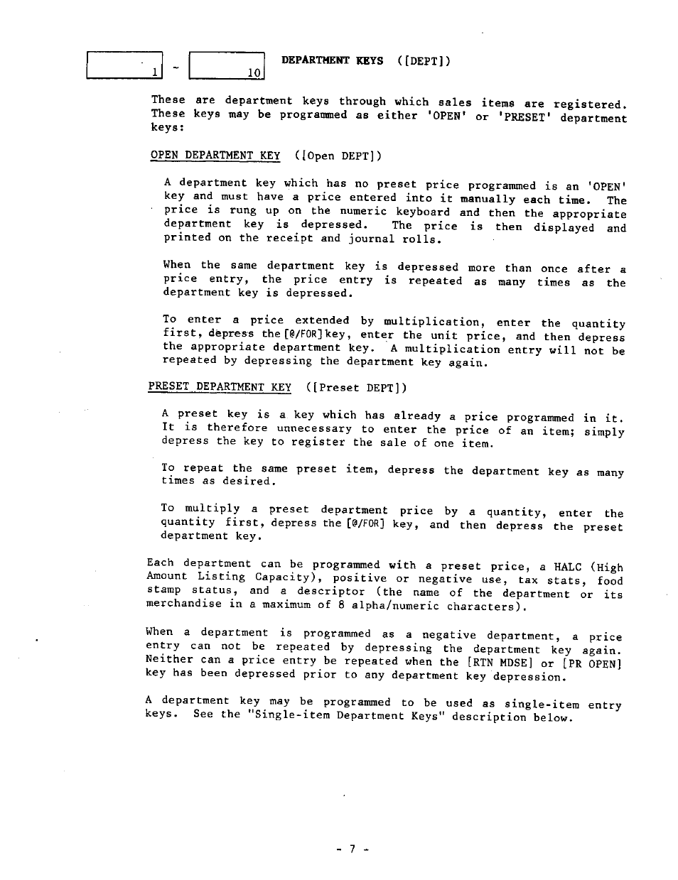 Departmefrr keys ([dept]) | Toshiba TEC MA-1040-400 Series User Manual | Page 11 / 64