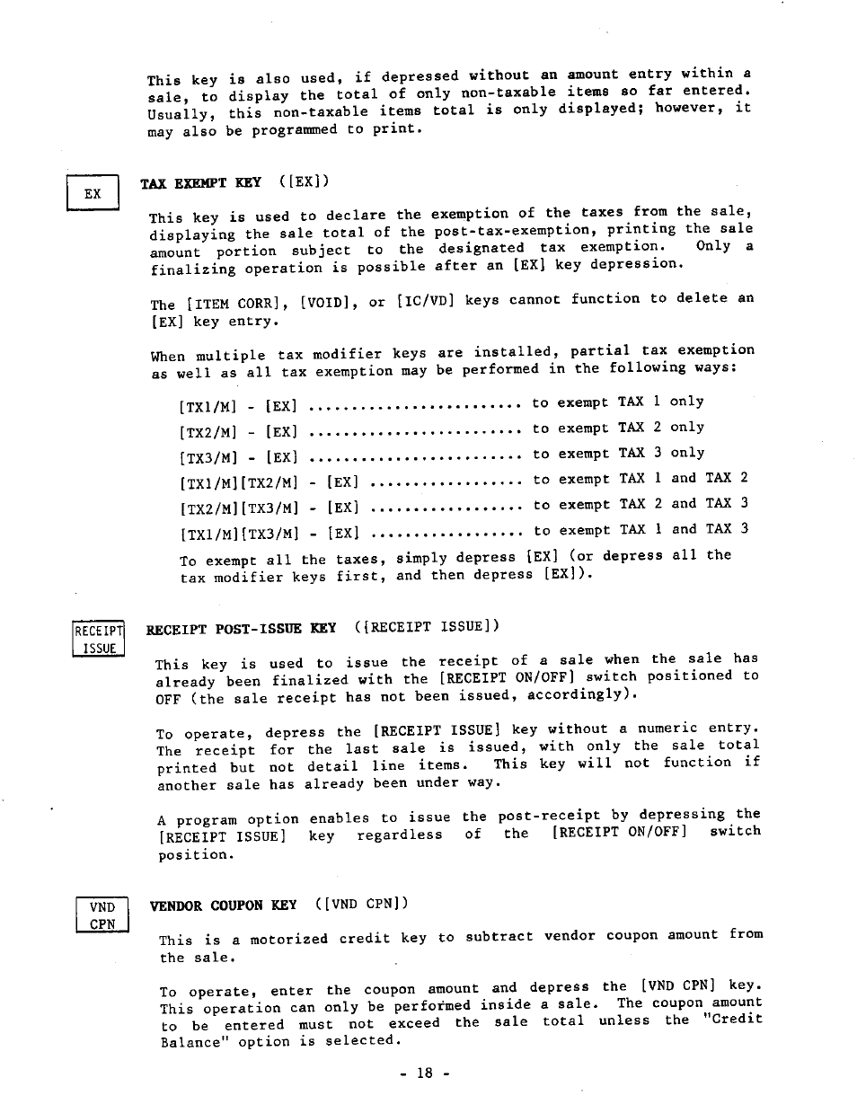 Tax exempt key ([ex]) | Toshiba TEC MA-1040-400 Series User Manual | Page 22 / 64