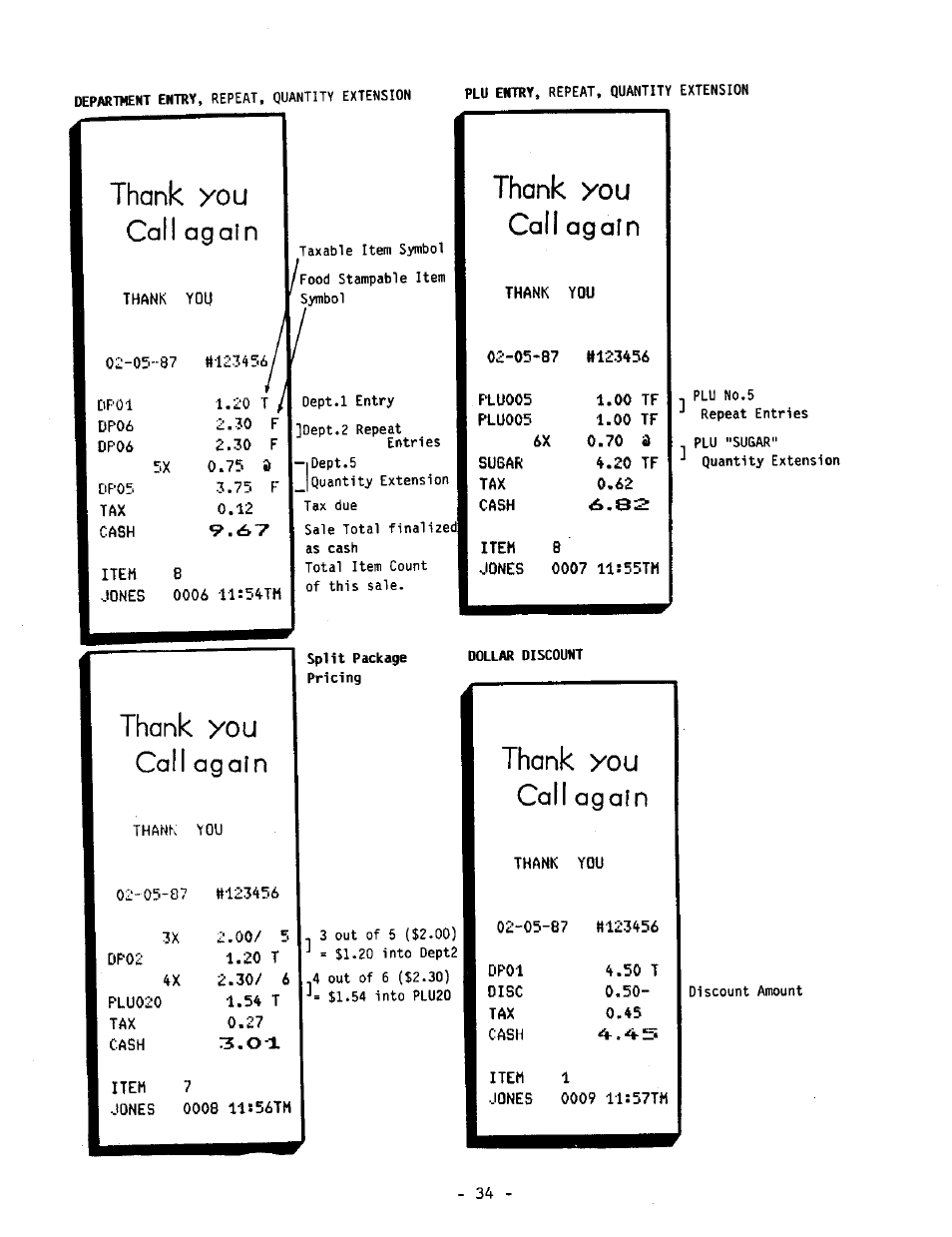 Thank you call again | Toshiba TEC MA-1040-400 Series User Manual | Page 38 / 64