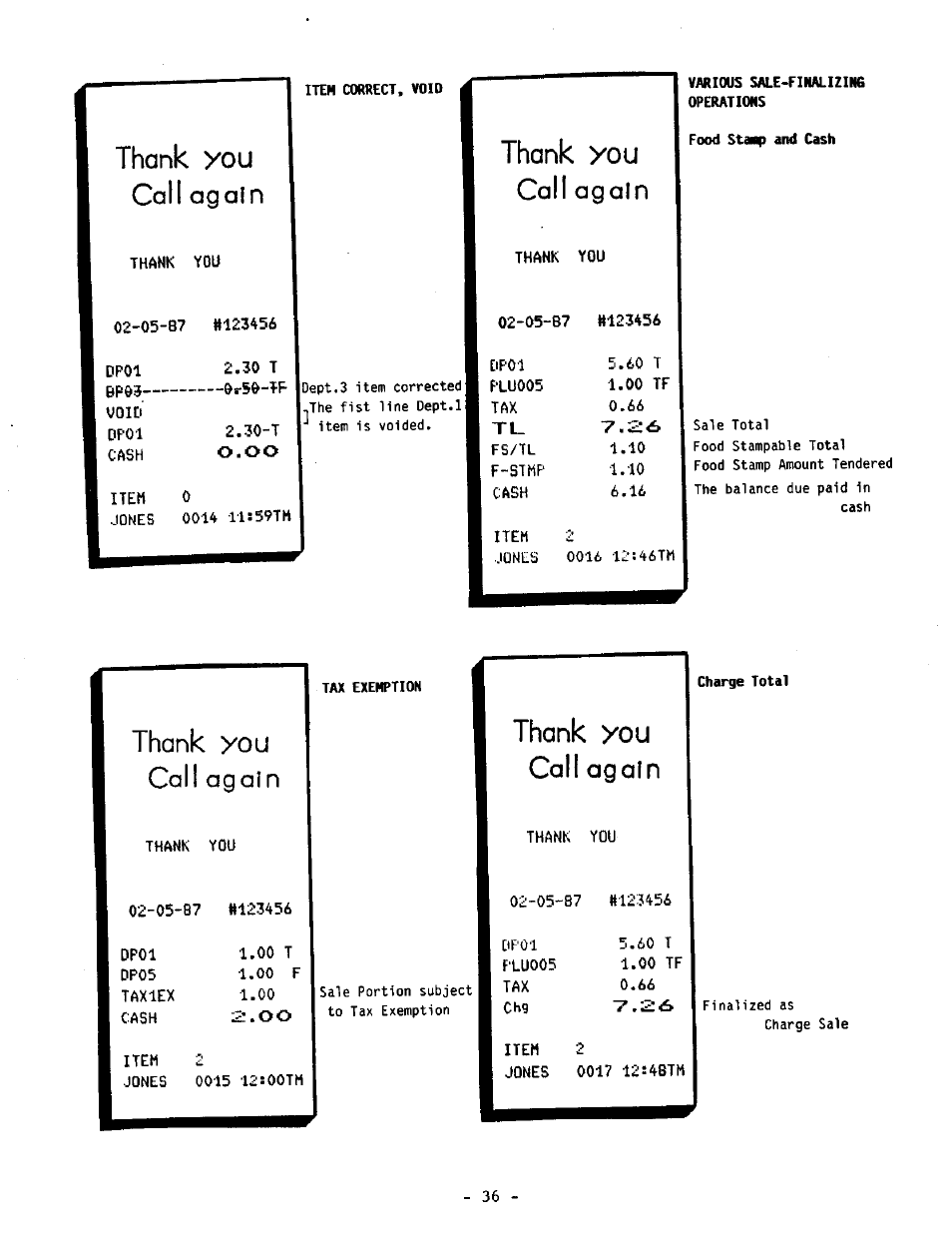 Thank you call again | Toshiba TEC MA-1040-400 Series User Manual | Page 40 / 64