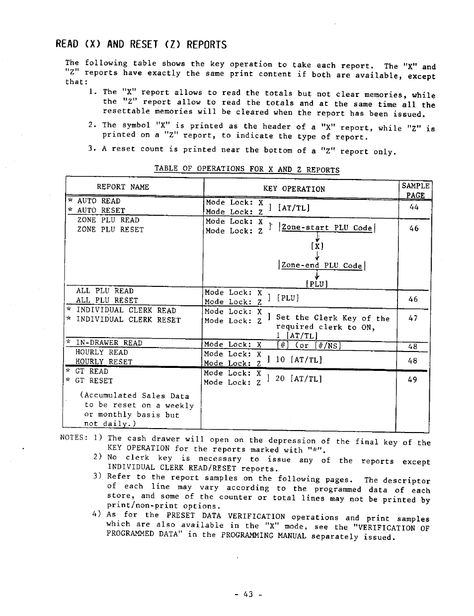 Read (x) and reset (z) reports | Toshiba TEC MA-1040-400 Series User Manual | Page 47 / 64