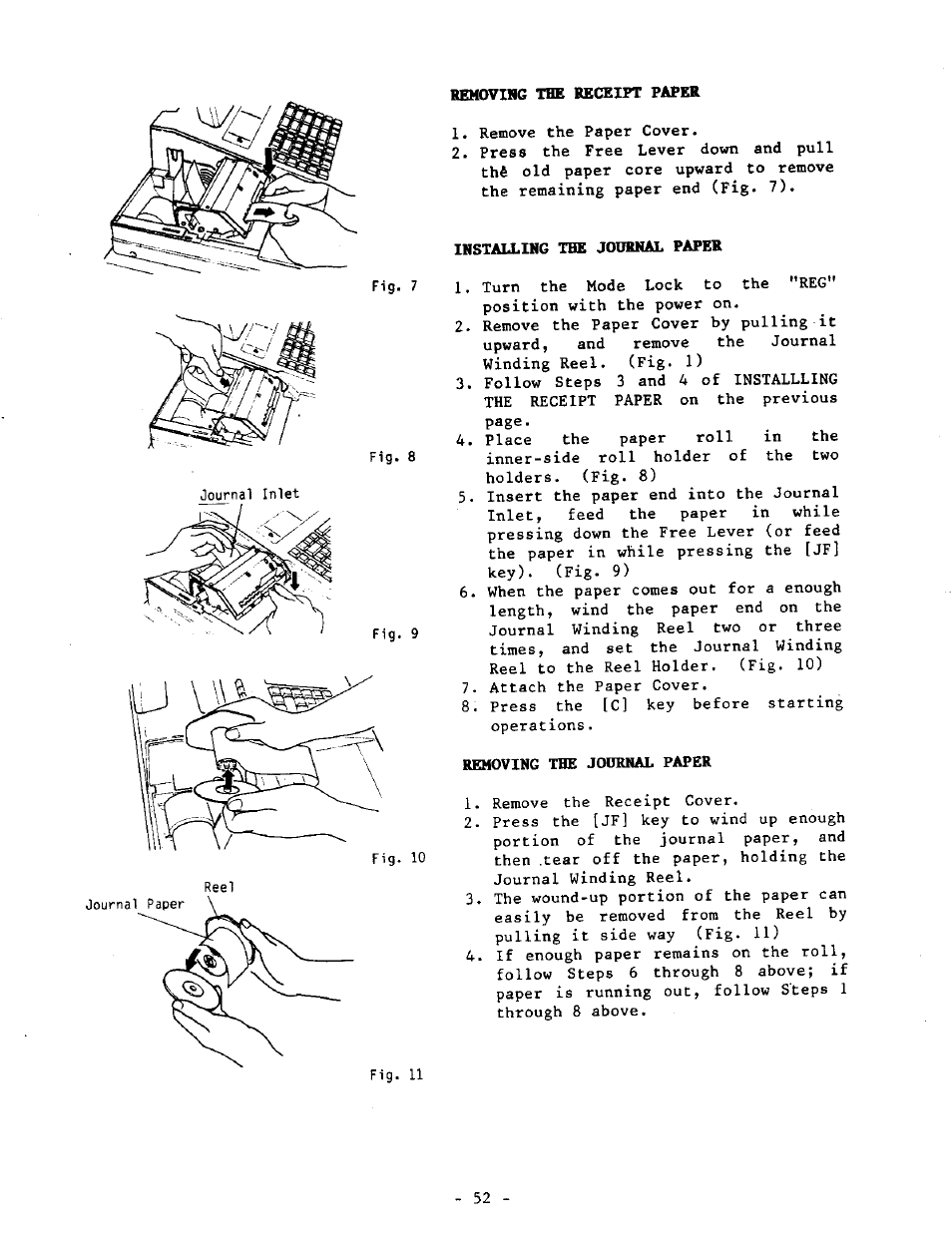 Installing the journal paper, Removing the journal paper | Toshiba TEC MA-1040-400 Series User Manual | Page 56 / 64