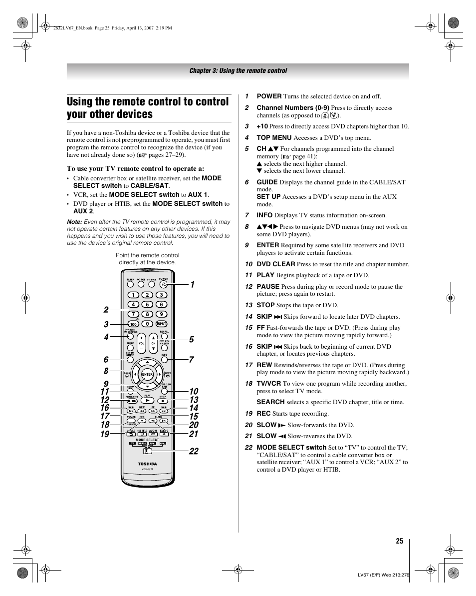 Toshiba 26LV67 User Manual | Page 25 / 78