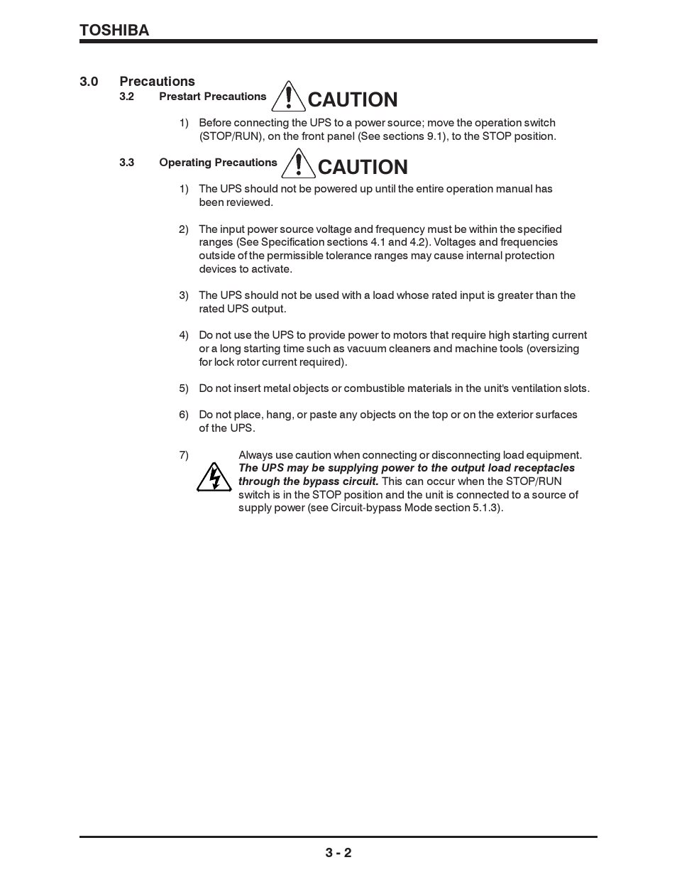 Caution, Toshiba | Toshiba 1500 SERIES User Manual | Page 14 / 32