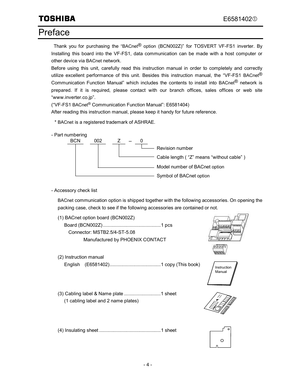 Preface | Toshiba BCN002Z User Manual | Page 5 / 16
