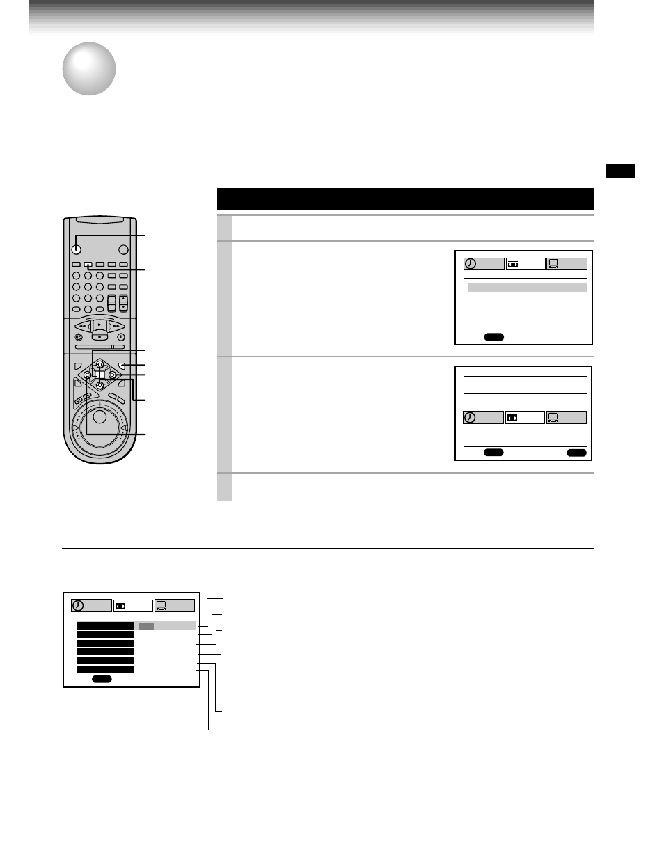 Initial settings using on-screen display, Setting the language, Enter | Prog, Vcr power, Cursor up, Cursor down, Press, Select the language using, And press | Toshiba W-707 User Manual | Page 15 / 49