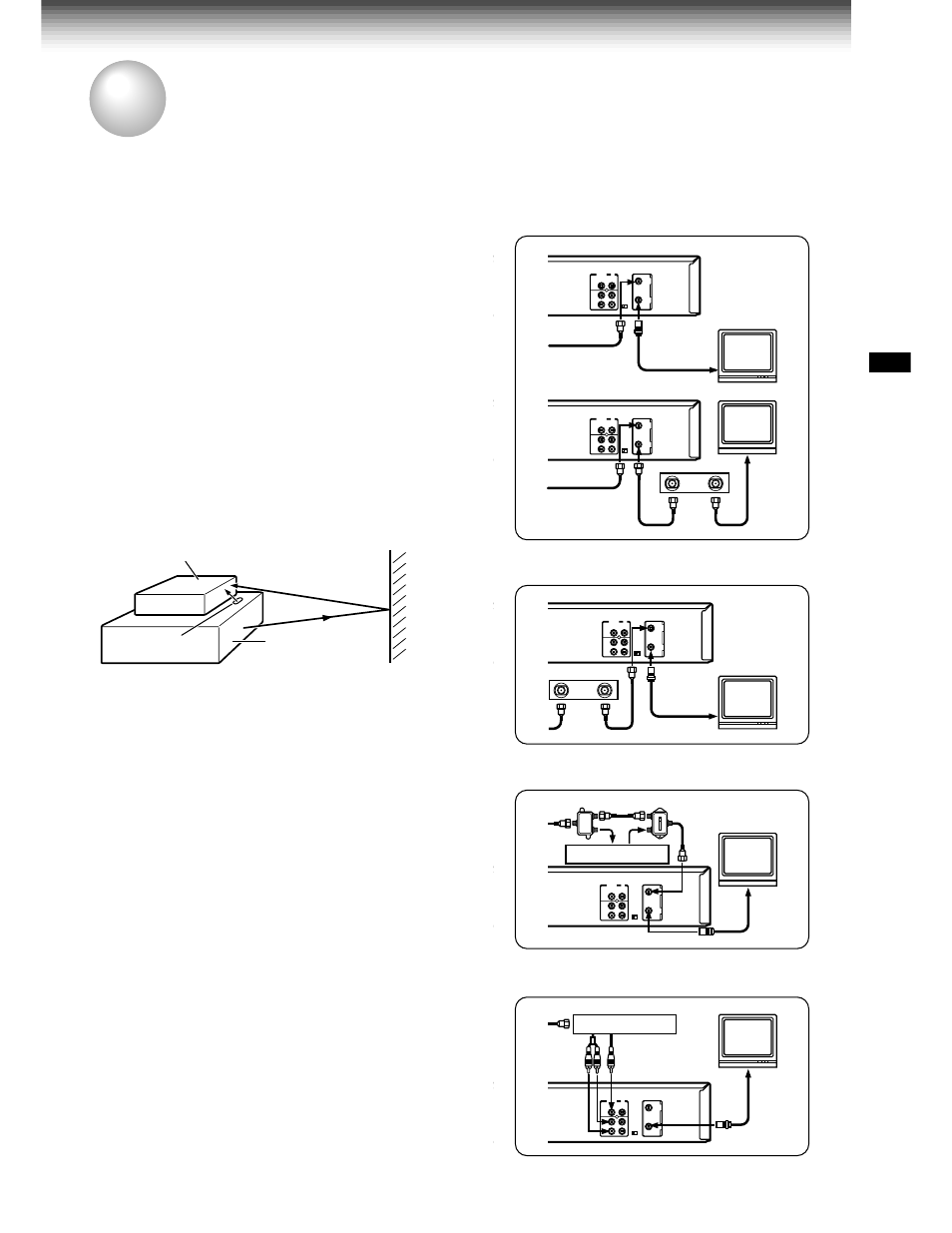 Cable box set up, Cable box set-up, Cable box control | Placing the cable box, Connection type | Toshiba W-707 User Manual | Page 33 / 49