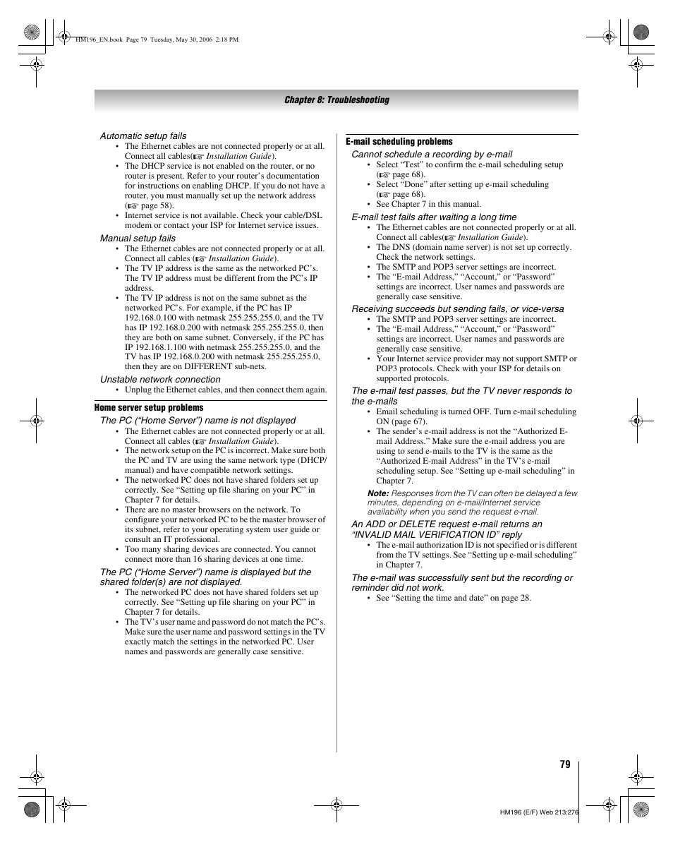 Toshiba Integrated High Definition DLP Projection Televison 62HM196 User Manual | Page 79 / 92